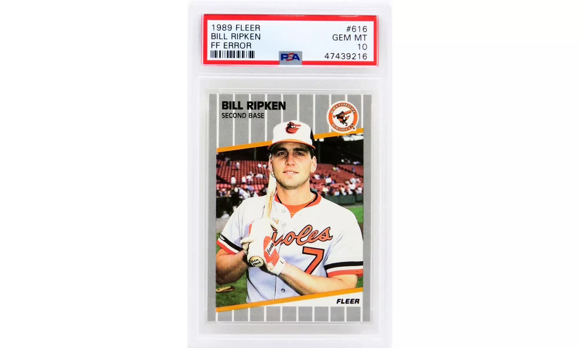 Bill Ripken (Orioles) 1989 Fleer Baseball #616 FF Error Card PSA 10 (New Label) - Primary Image