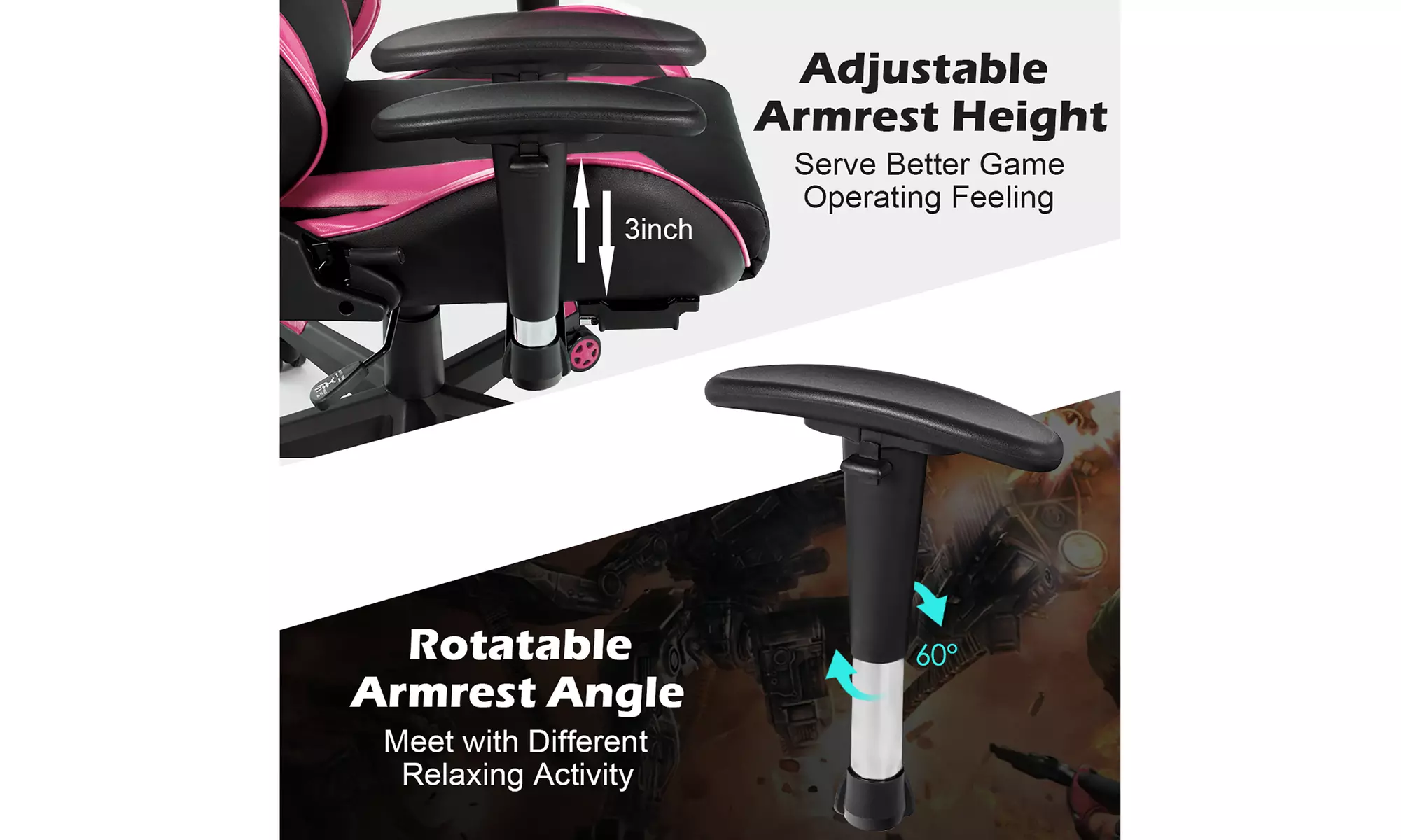 Goplus Massage Gaming Chair Reclining Swivel Racing Office Chair with Footrest