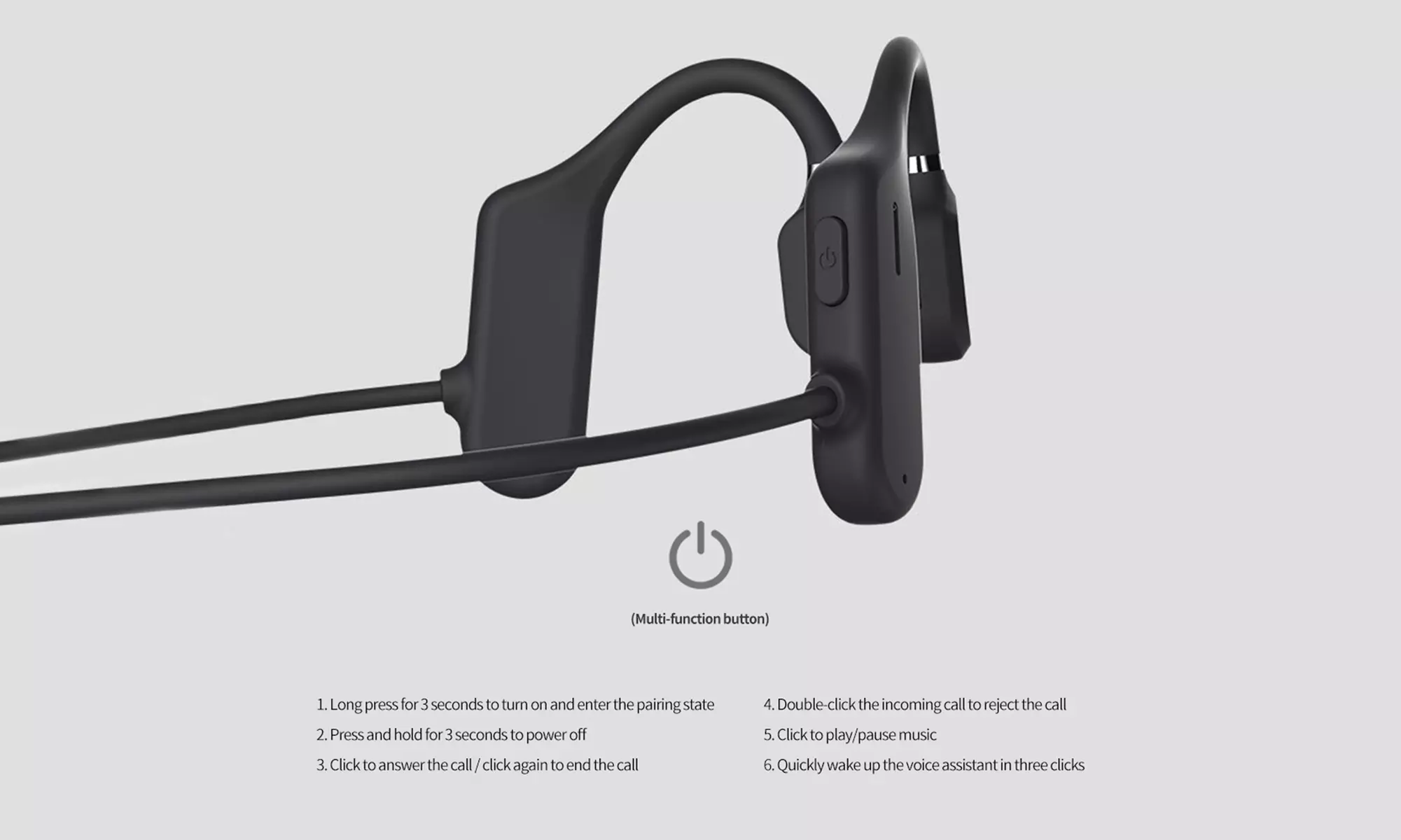 Bluetooth Bone Conduction Sport Headphones Sweat Resistant Wireless Built-in Mic