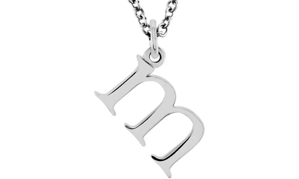 14K WHITE M LOWERCASE INITIAL 16 NECKLACE - Primary Image