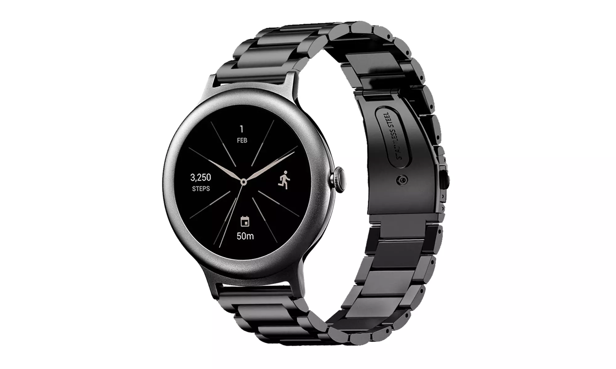 Folding Clasp Solid Stainless Steel Watch band For LG Watch Style W270 - Primary Image