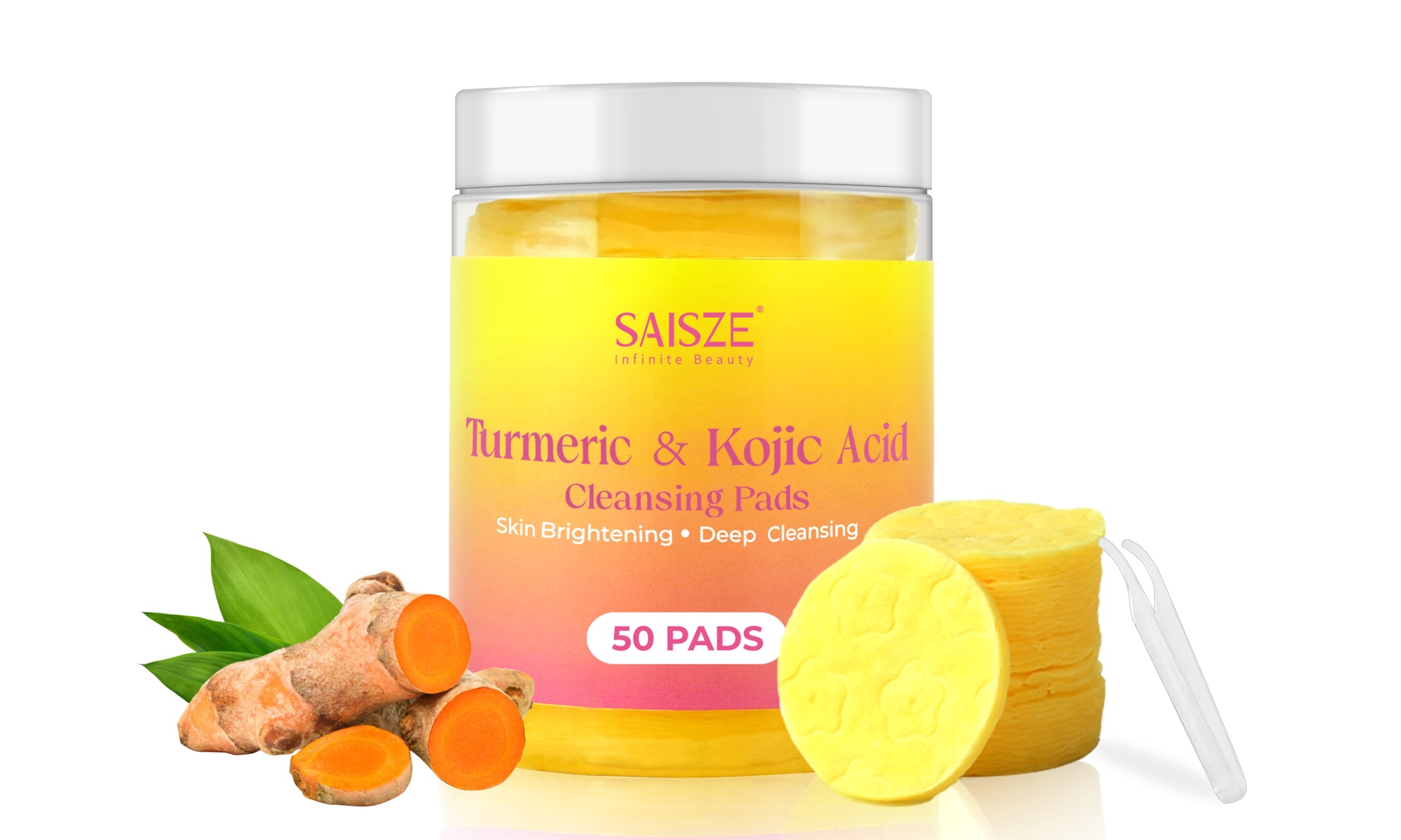 Turmeric Kojic Acid Cleansing Tablets Remove Blemishes Brighten Skin Tone 50 pcs