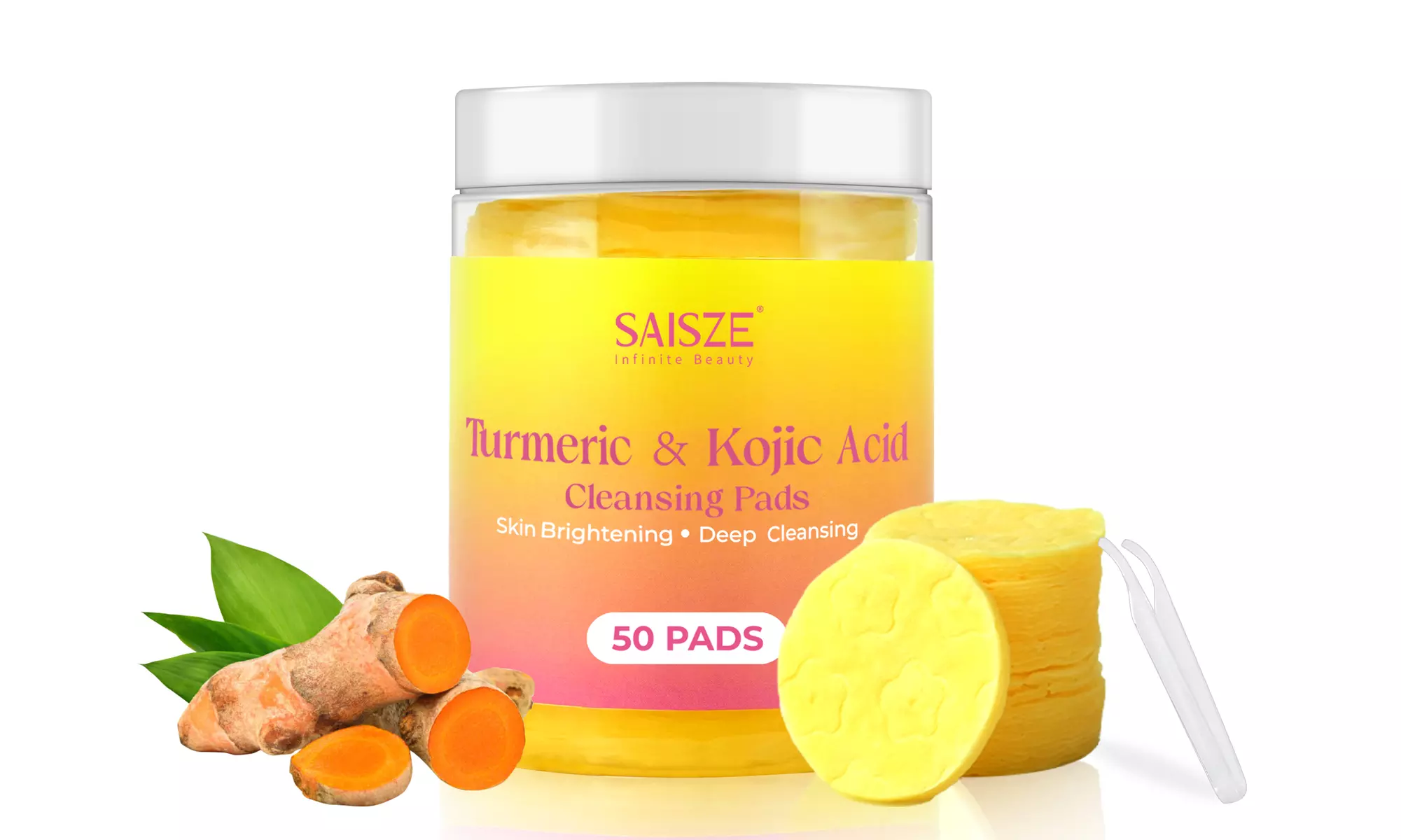 Turmeric Kojic Acid Cleansing Tablets Remove Blemishes Brighten Skin Tone 50 pcs
