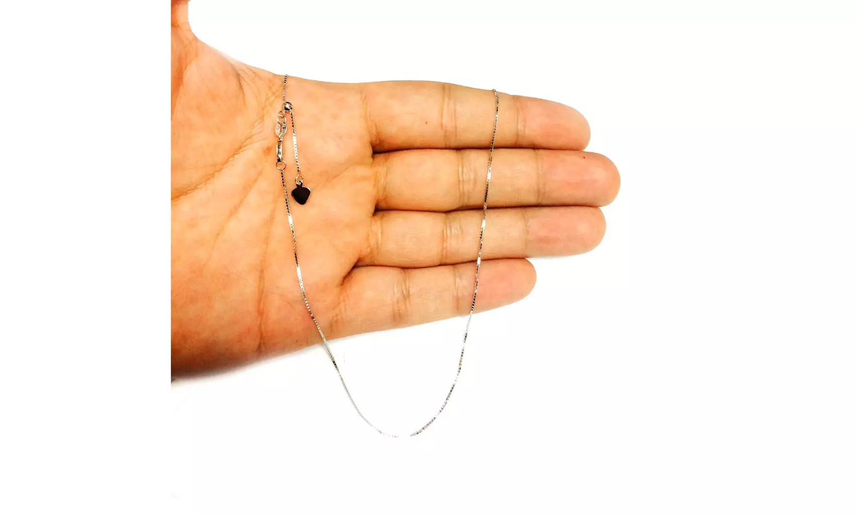 10k Yellow or White Gold Adjustable Box Link Chain Necklace, 0.7mm - Second Medium