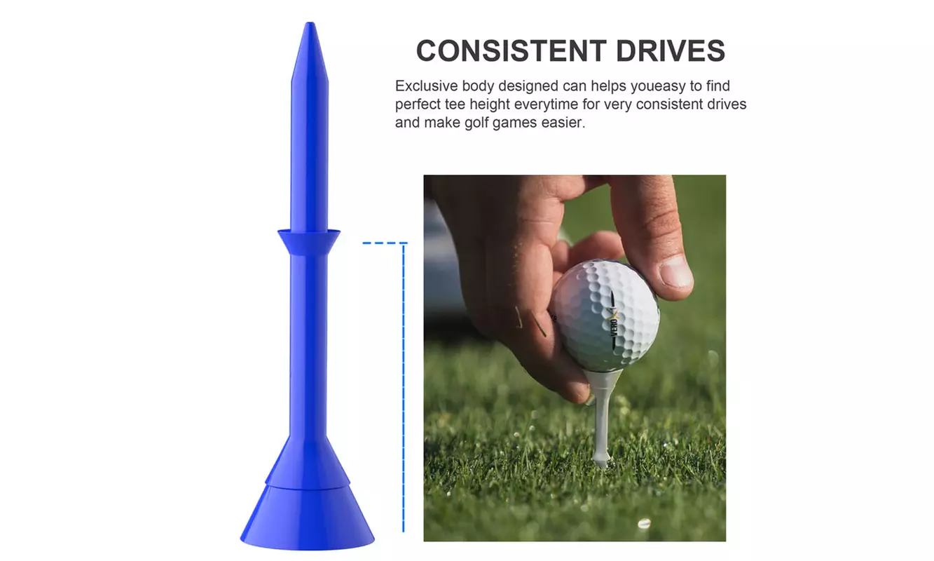 60 Pack Upgrade Unbreakable Plastic Golf Tees for Golfer Practice