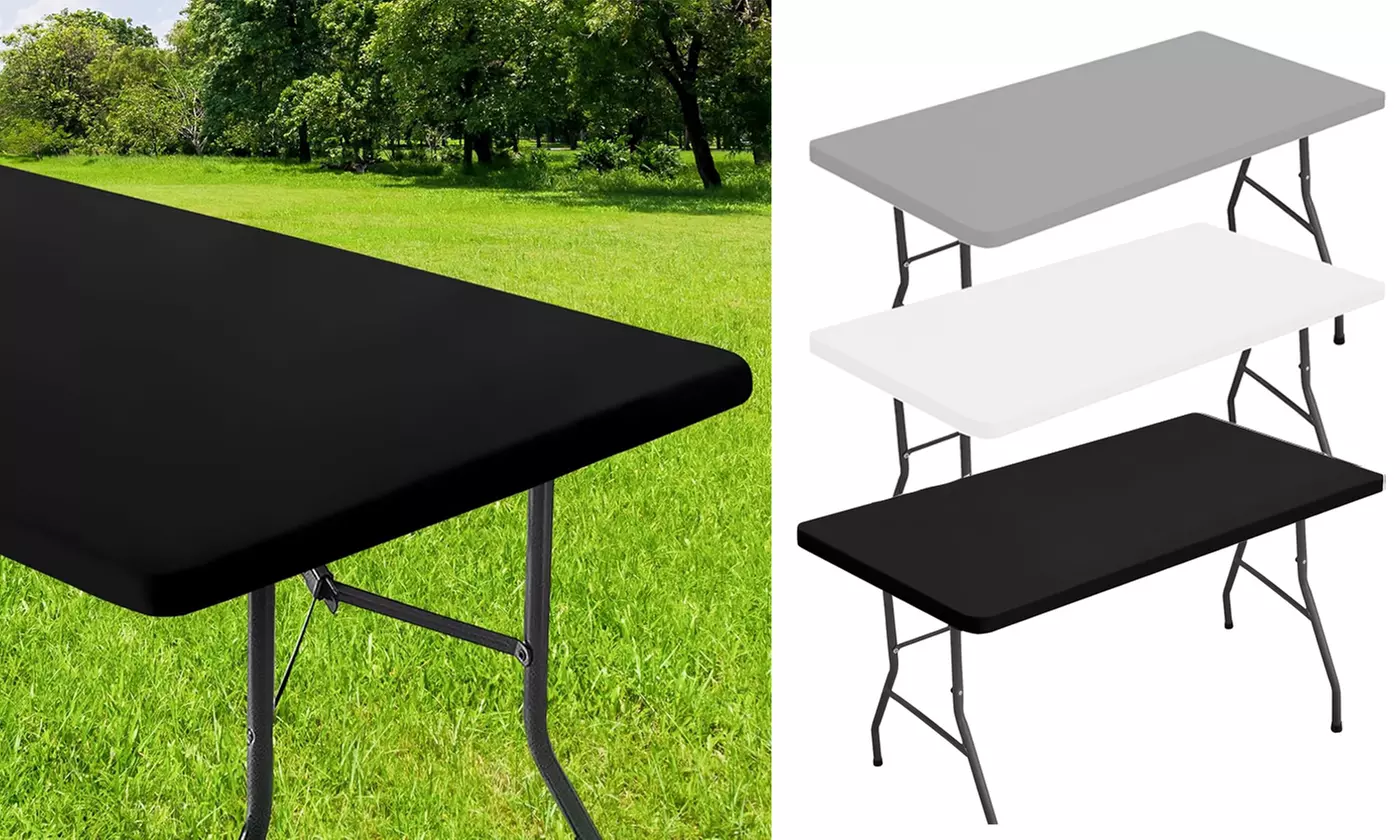 30"x72" Waterproof Elastic  Rectangle Picnic Table Cloth for 6 Foot Tables - Primary Image