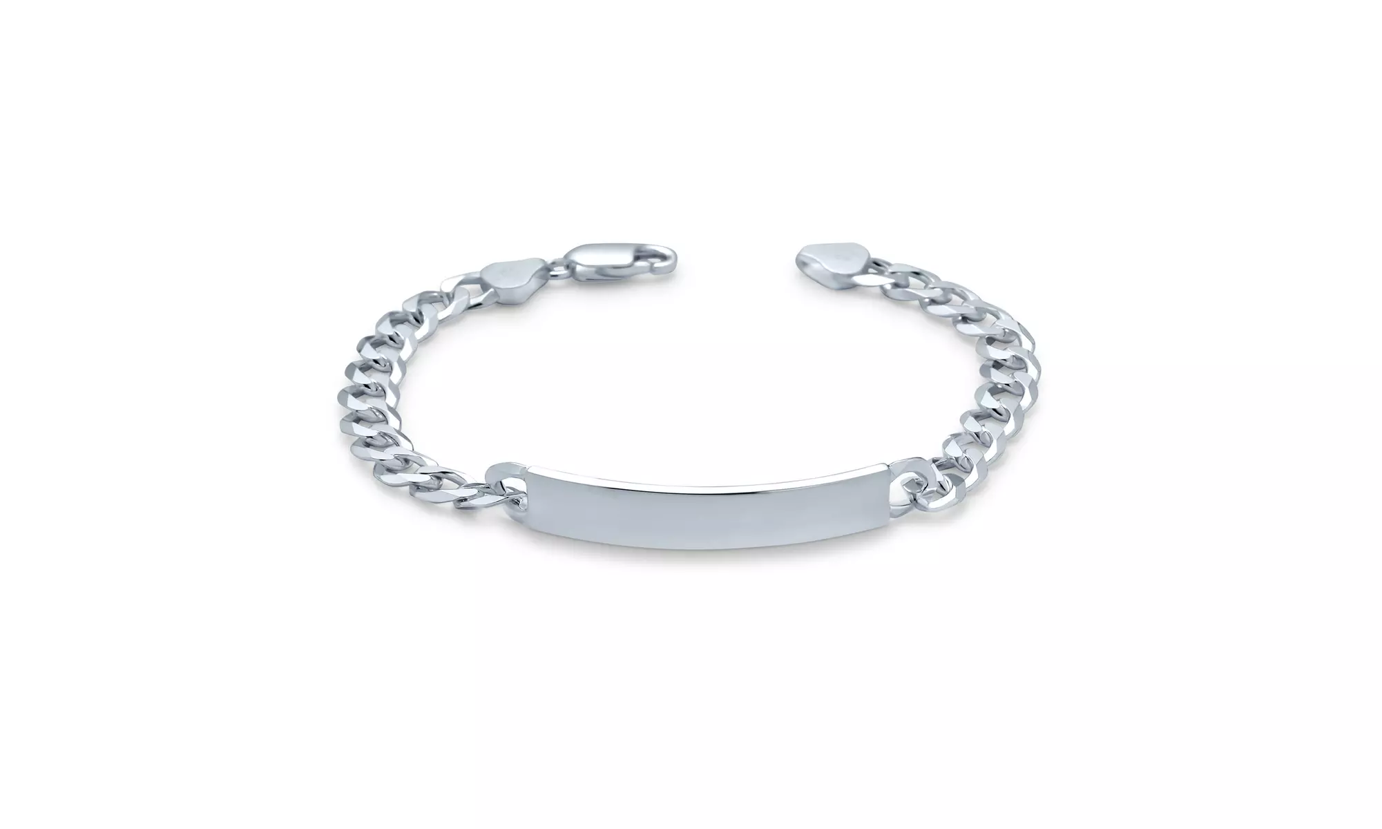 Curb Cuban Link ID Bracelet Engravable 200 Gauge 925 Silver 8,8.5,9" - Primary Image