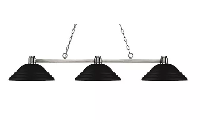 Zlite 314BN-SMB 3 Light Island Billiard Light With Stepped Matte Black Metal Sha - Primary Image