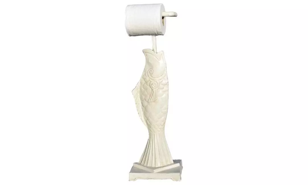 Hickory Manor Home HM9826OWW Standing Fish Toilet Paper Holder Old World White - Primary Image