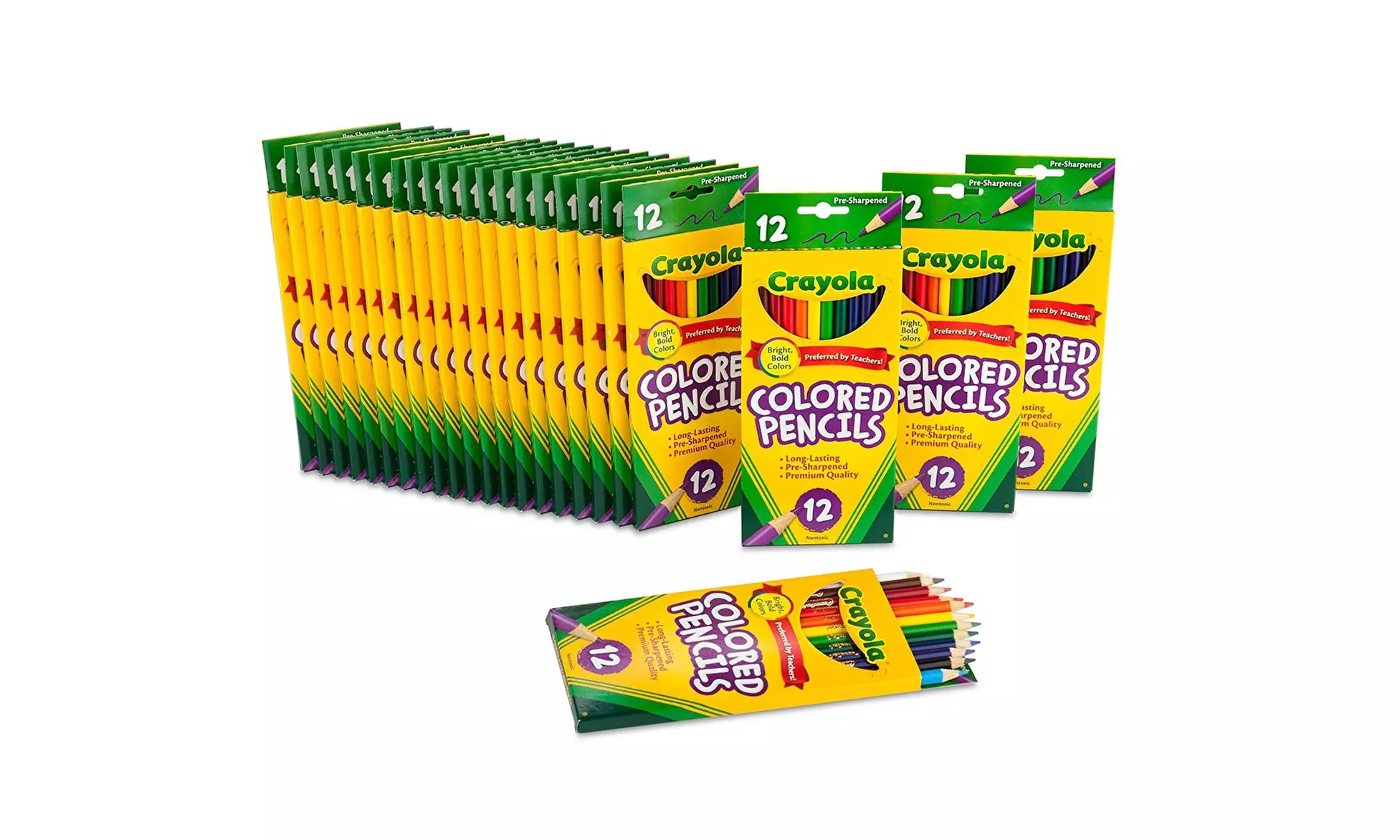 Crayola Colored Pencils 12 Each (Pack of 24), Pre-sharpened, Assorted Colors  - Second Medium