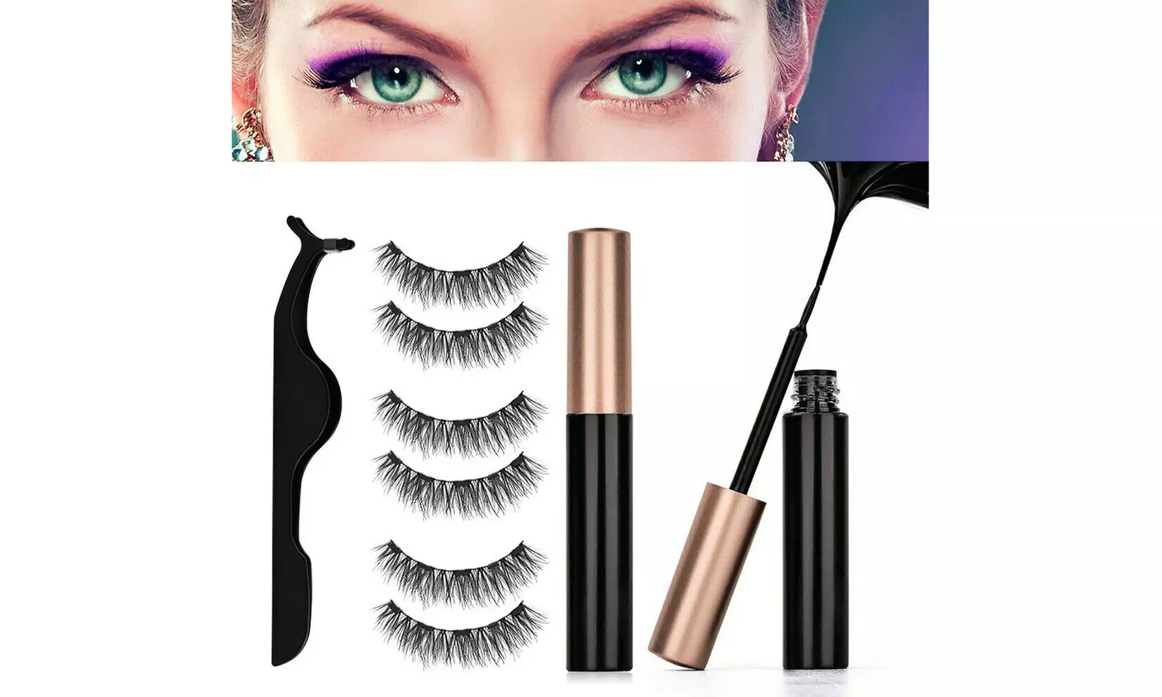 Magnetic liquid Eyeliner With Magnetic False Eyelashes Waterproof Lashes Set - Primary Image
