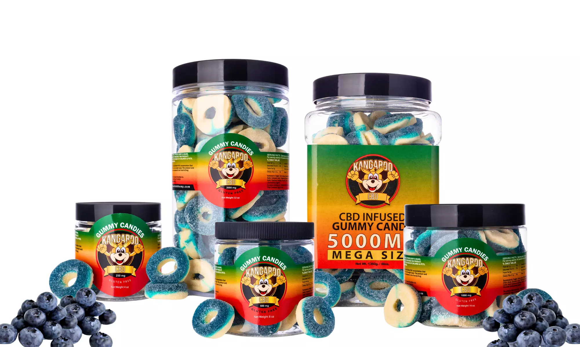 Tasty Blueberry Hemp Extract Gummy Candy from Kangaroo (250 - 5000mg)
