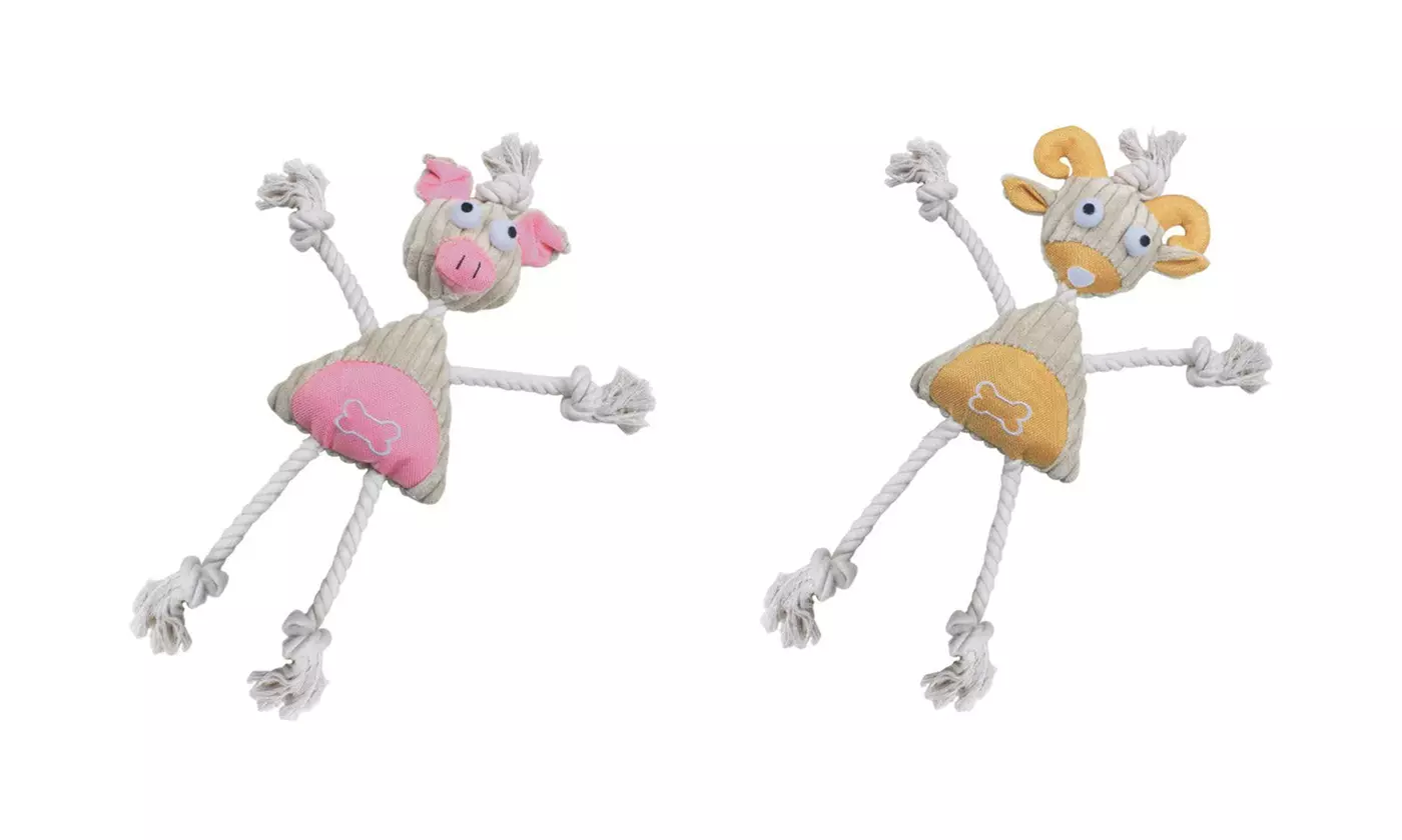 Jute and Rope Plush Pig Manniquen Dog Toy