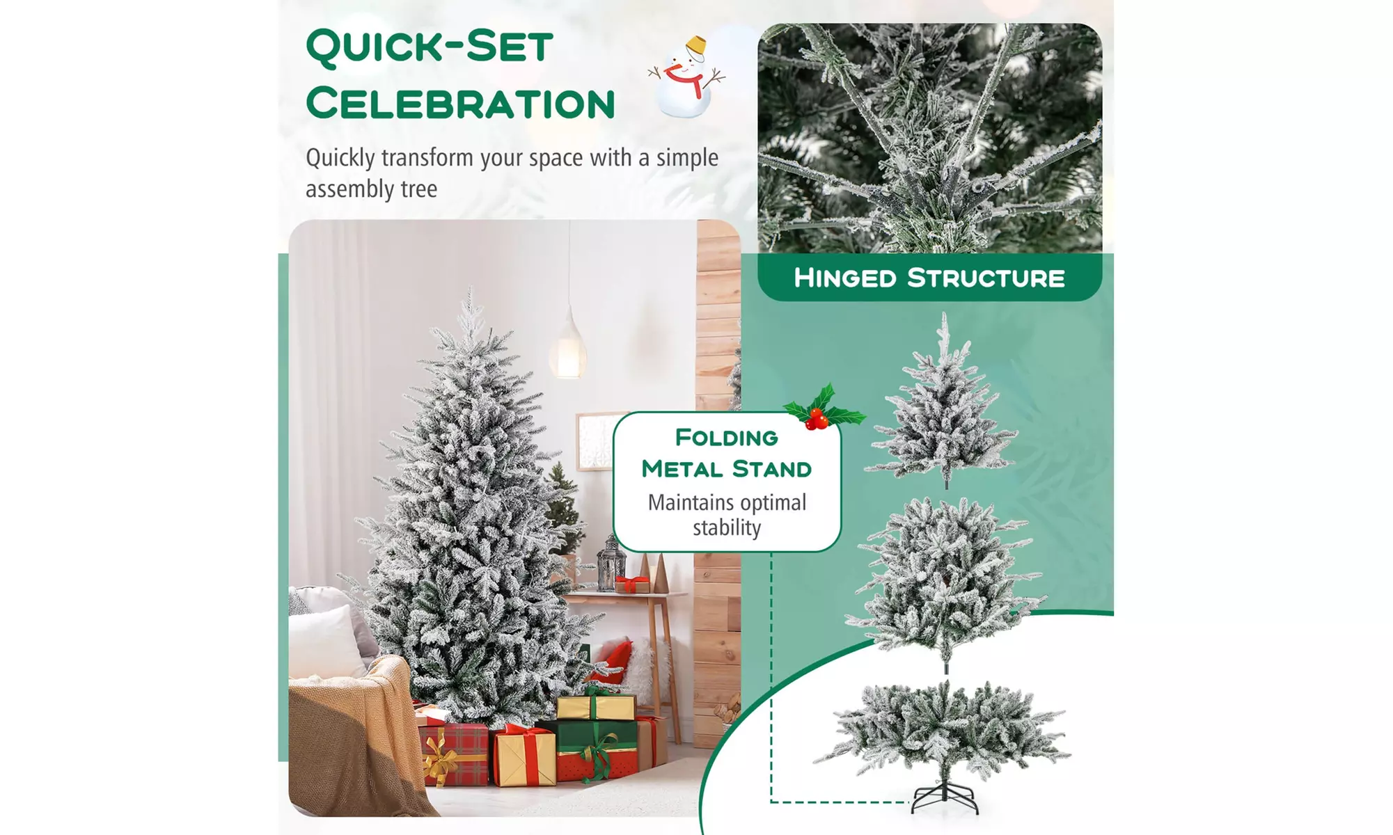 Costway 4.5/6/7 FT Christmas Tree with 8 Lighting Modes Multi-Color LED Lights