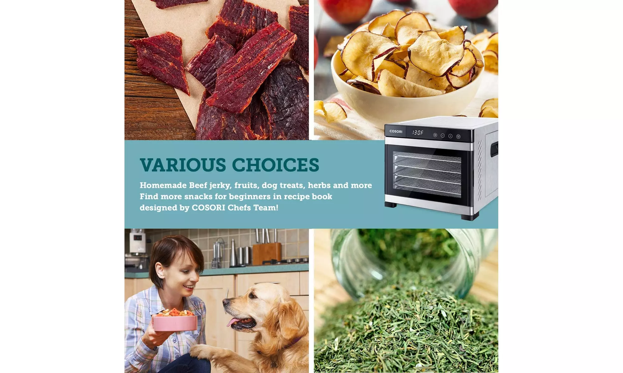 COSORI Food Dehydrator for Jerky Vegetables Fruit Meat Dog Treats Herbs Silver