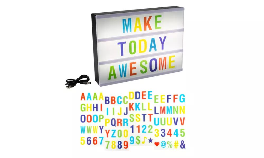 LED Cinematic Light Decorative Box Sign with Interchangeable Letters and Symbols - Primary Image