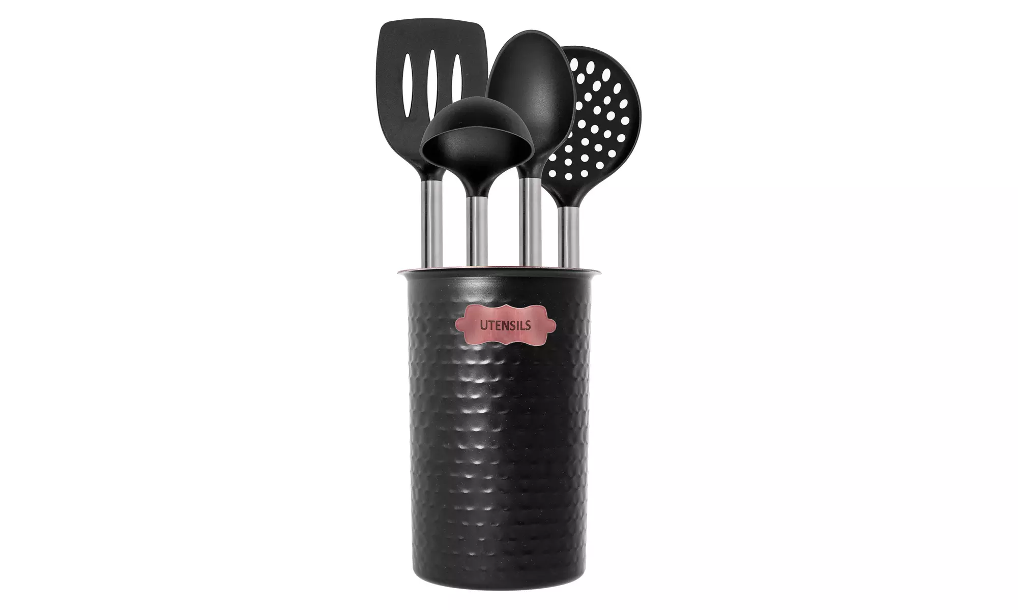 Two Tone 15" Inch Stainless Steel & Nylon Kitchen Gadget Utensil Tool Set