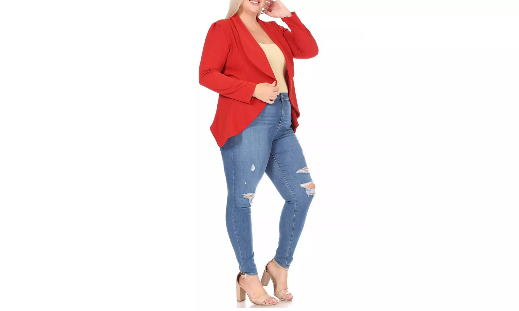 Women's Solid Plus Size Long Sleeves Blazer Jacket