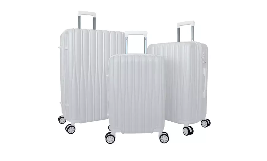 World Traveler Snow 3-Piece Expandable Spinner Luggage Set - White