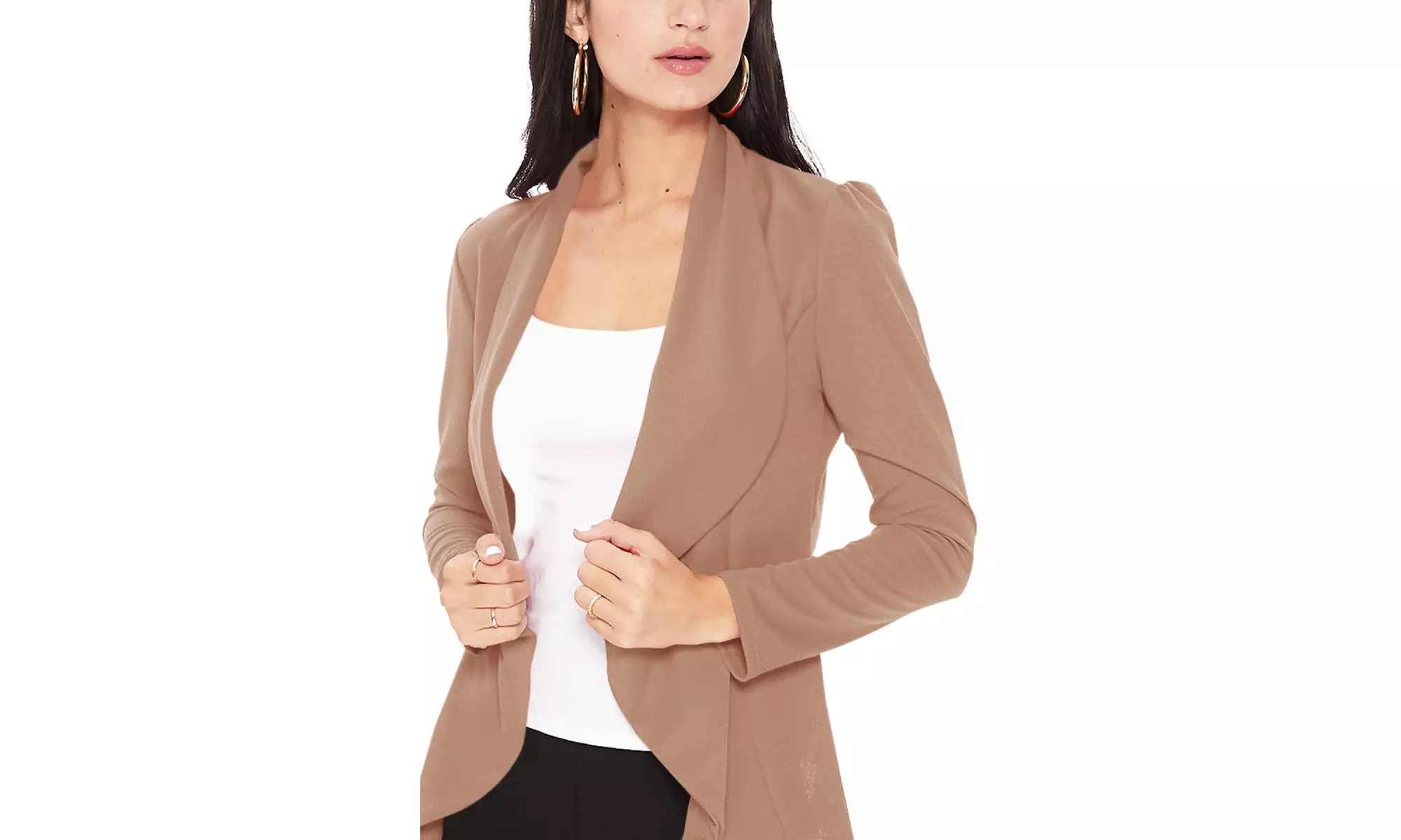 Casual Long Sleeves Open Front Office Wear Solid Blazer Jacket S-3XL