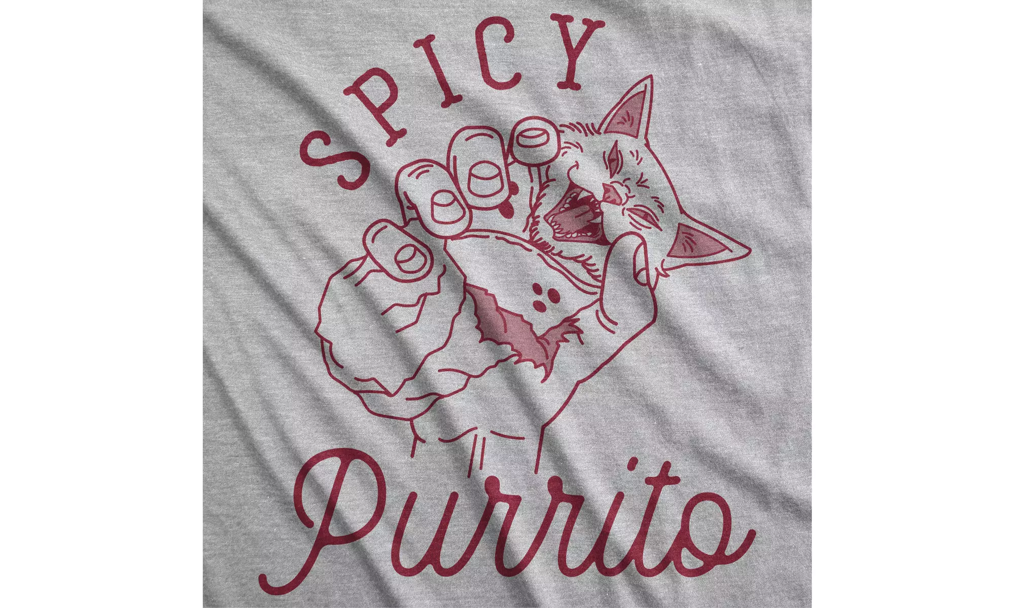 Mens Spicy Purrito Tshirt Funny Cat Burrito Cute Food Tee - Second Medium