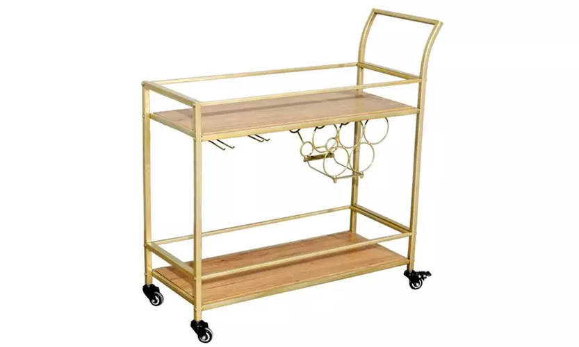 Bar Serving Cart Home Kitchen Serving cart, International Lux Bar Cart Gold - Second Medium