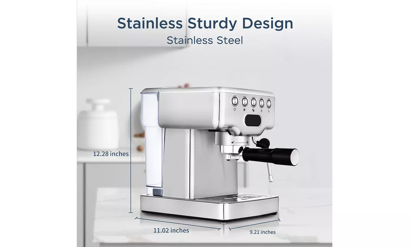 Espresso Machine With Grinder,19 Bar Espresso Maker With Milk Frother Steam Wand - Second Medium