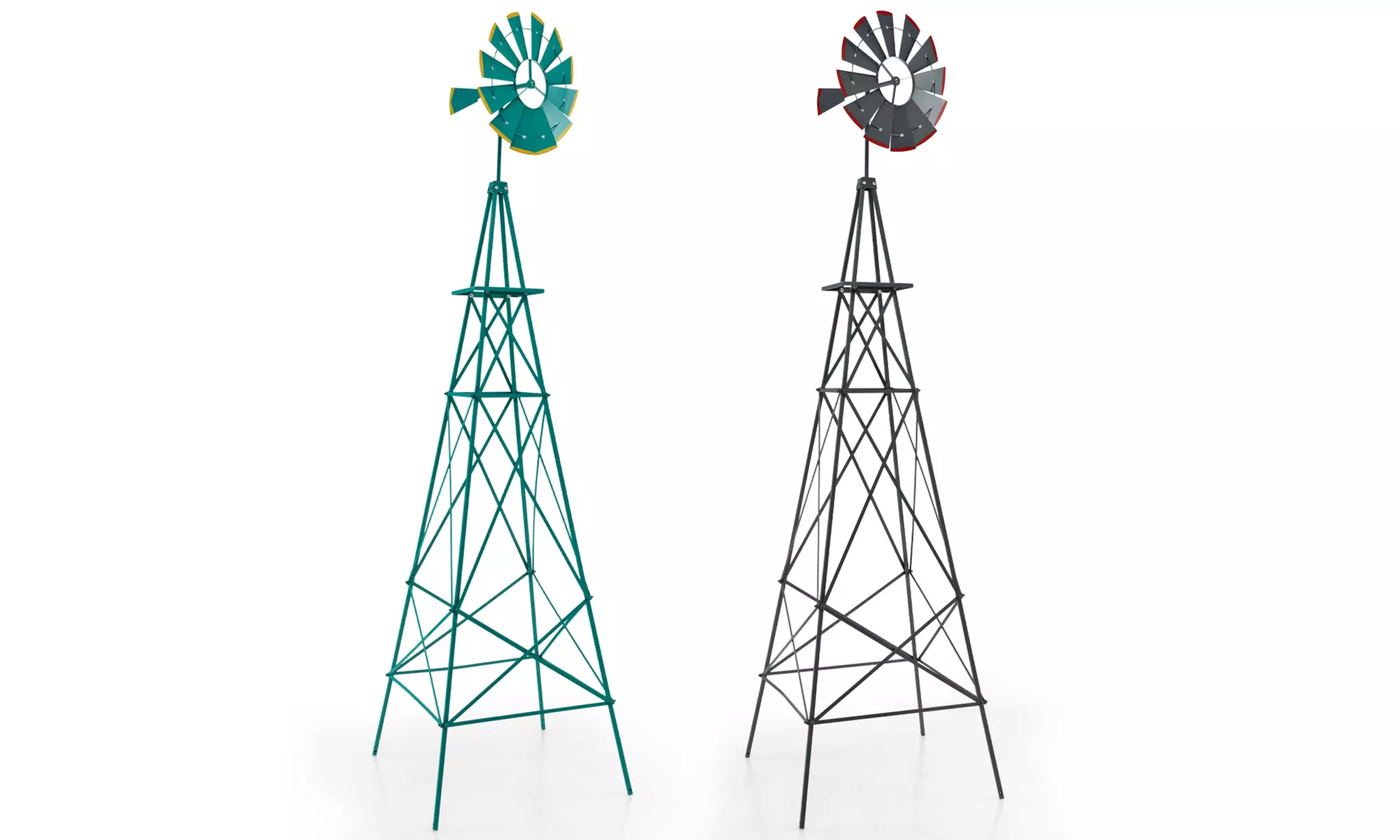 Costway 8Ft Tall Windmill Ornamental Wind Wheel Silver Garden Weather Vane - Primary Image