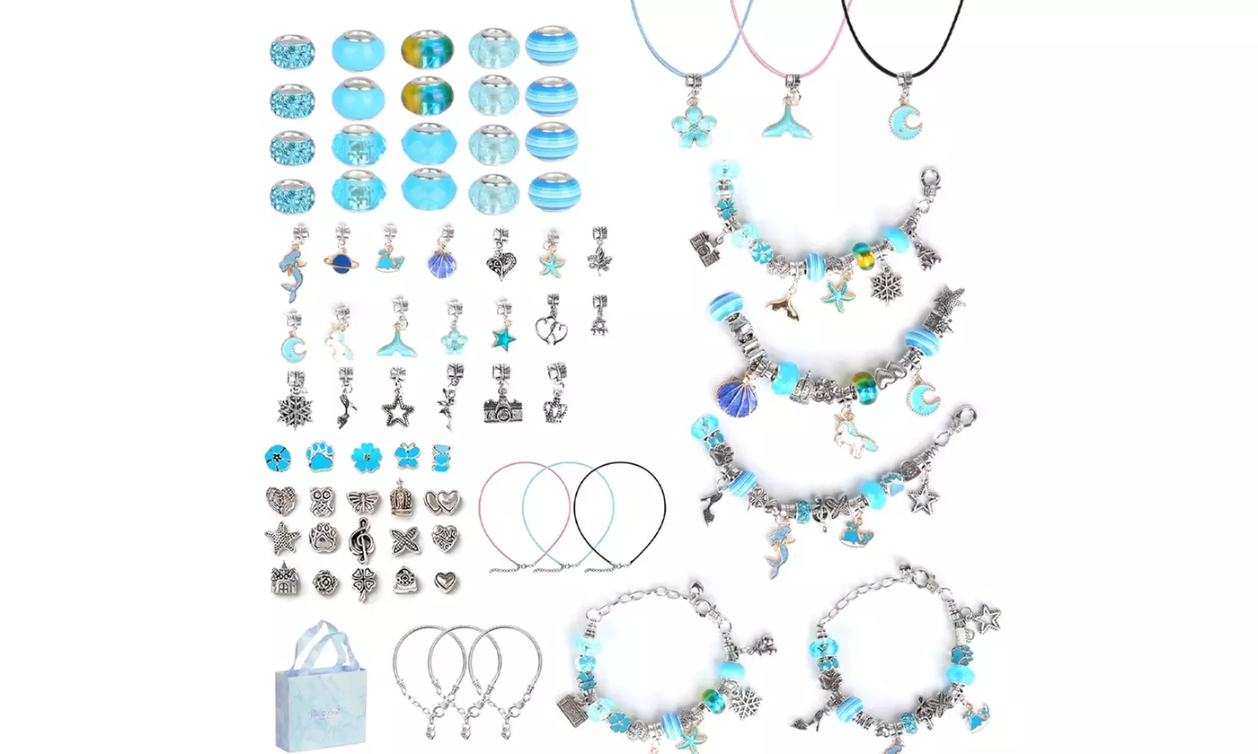  Laromni 66-Piece Charm Bracelet & Necklace Kit for Girls DIY Jewelry Making