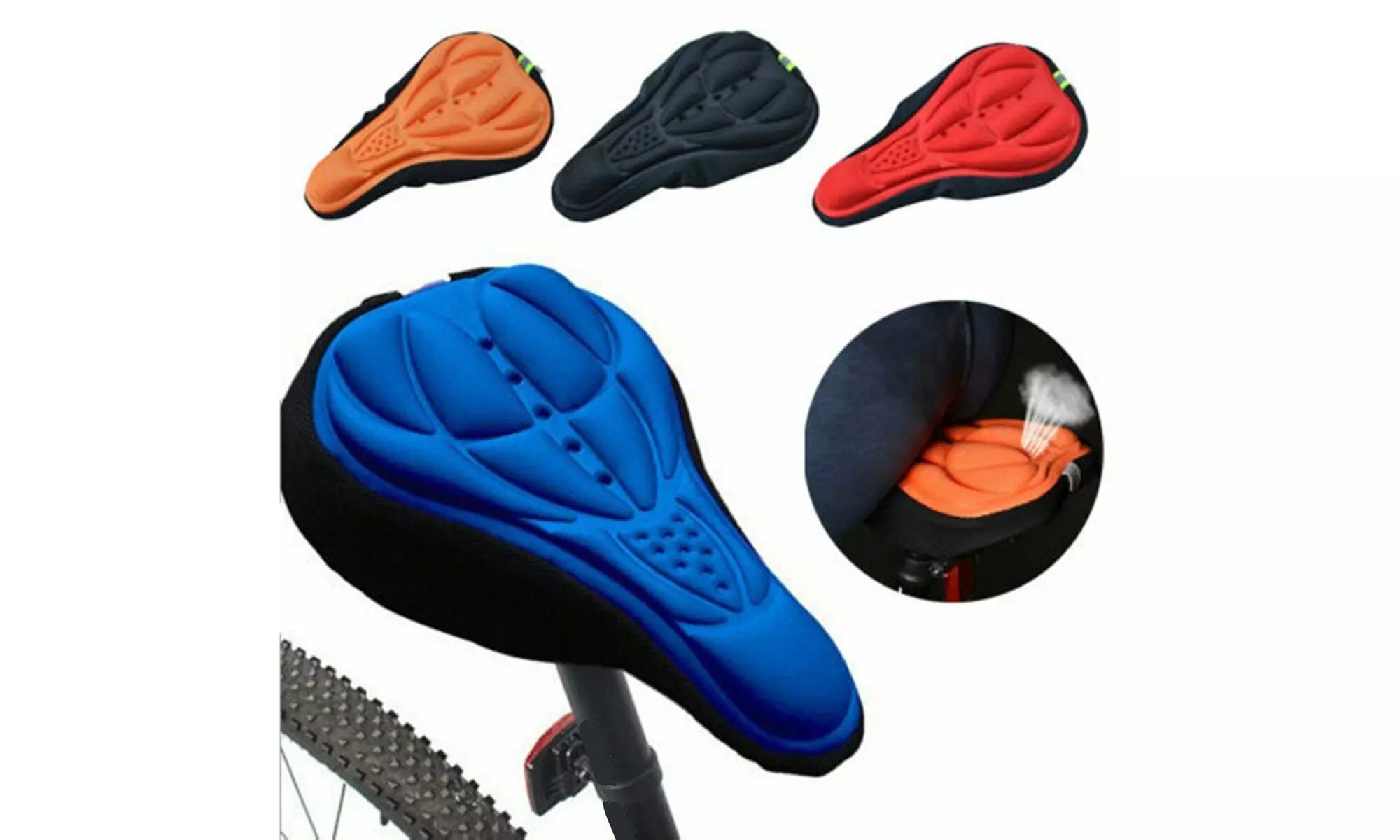 Bike 3D Gel Saddle Seat Cover Bicycle Silicone Soft Comfort Pad Padded Cushion - Primary Image