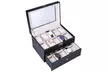 20 Compartments Dual Layers Elegant Wooden Watch Collection Box Black - Second Medium