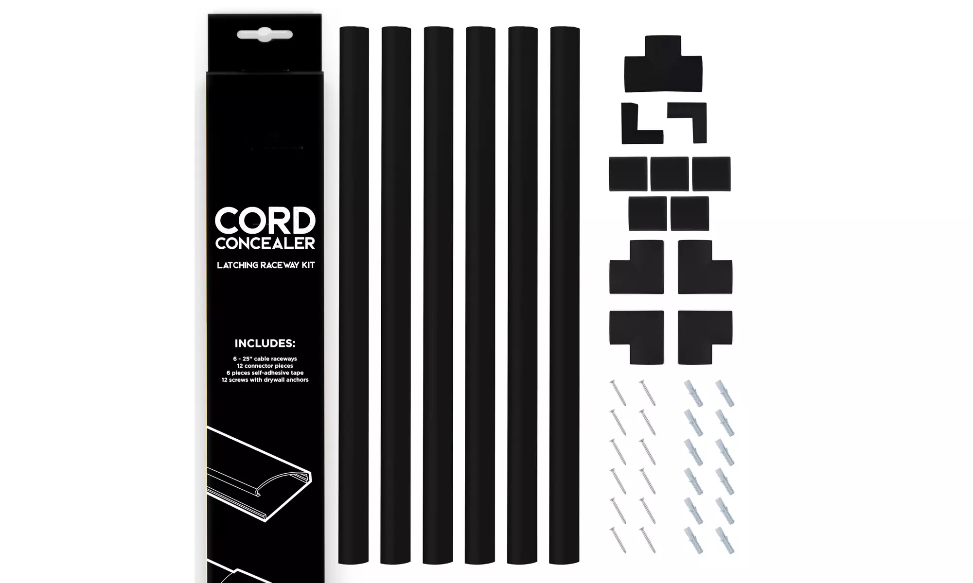 Cord Concealer System - Cable Cover Management Raceway Kit - Primary Image