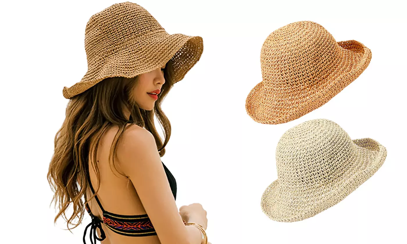 Women's Floppy Foldable Straw Hat 