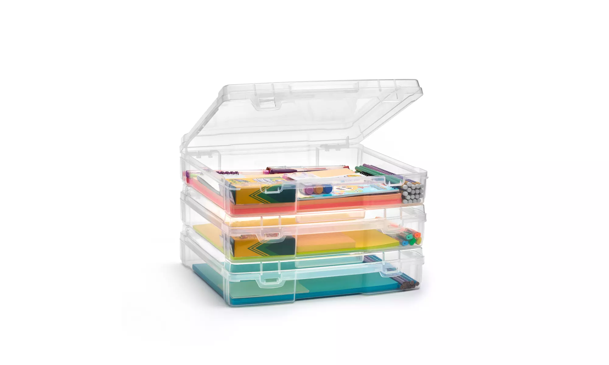 Sorbus Thick Clear Stackable Project Case Snap-Tight Closure Storage - Set of 3 - Primary Image