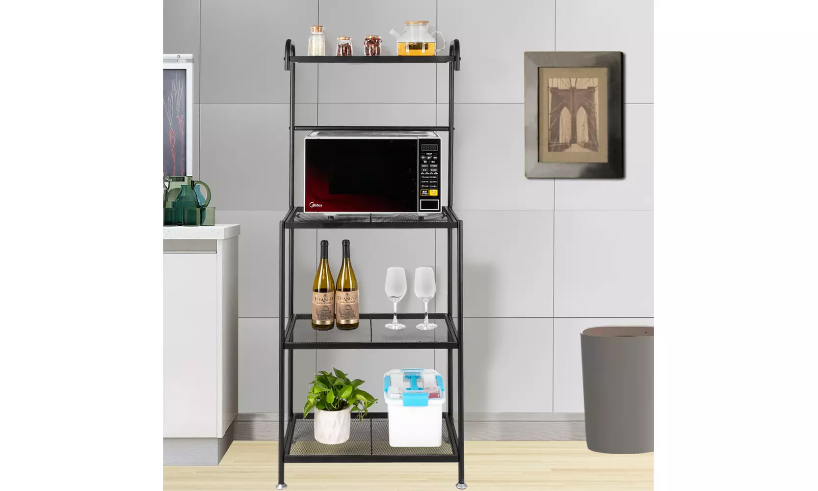 4-Tier Bakers Racks for Kitchen, Corner Bakers Rack, Kitchen Food Storage Shelf - Primary Image