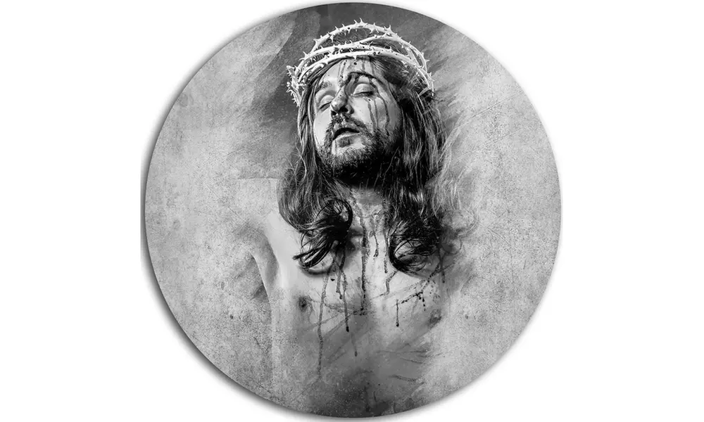 Jesus Christ' Abstract Portrait Circle Metal Wall Art - Second Medium