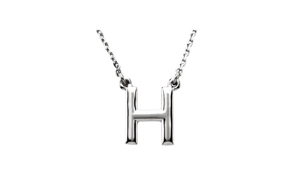 Paris Jewelry Letter H Pendant White Gold-Plated Necklace