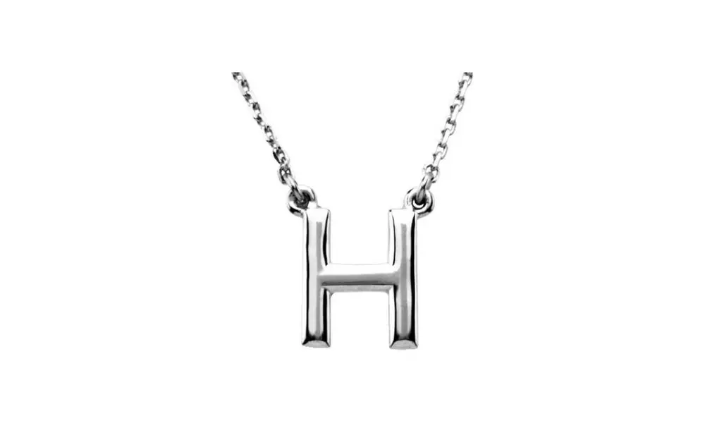 Paris Jewelry Letter H Pendant White Gold-Plated Necklace - Primary Image
