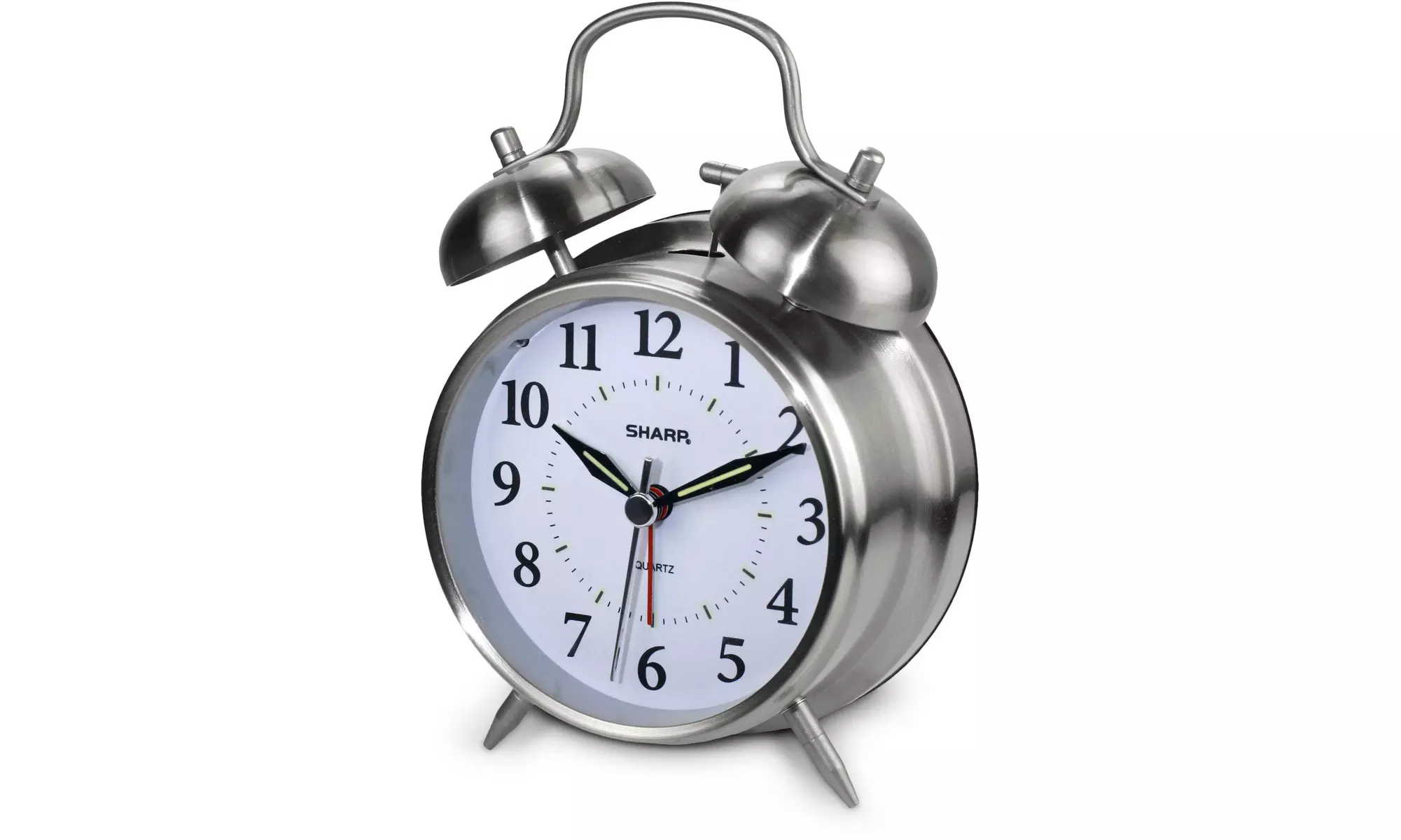 Sharp Twinbell Quartz Analog Alarm Clock, Silver - Primary Image