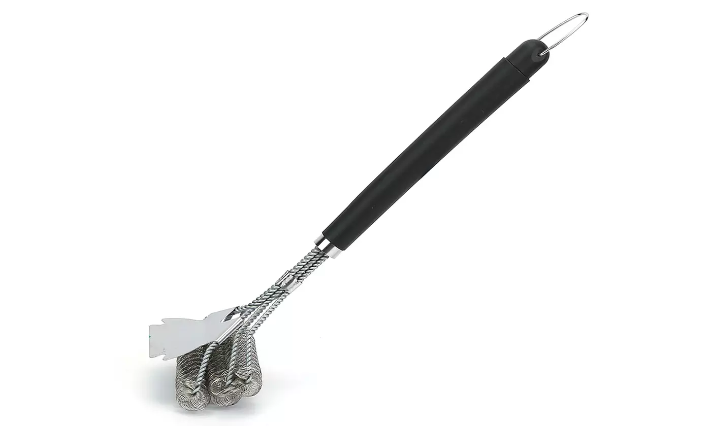 iMounTEK 16.5" Stainless Steel Triple Head BBQ Grill Cleaning Brush w/ Scaper