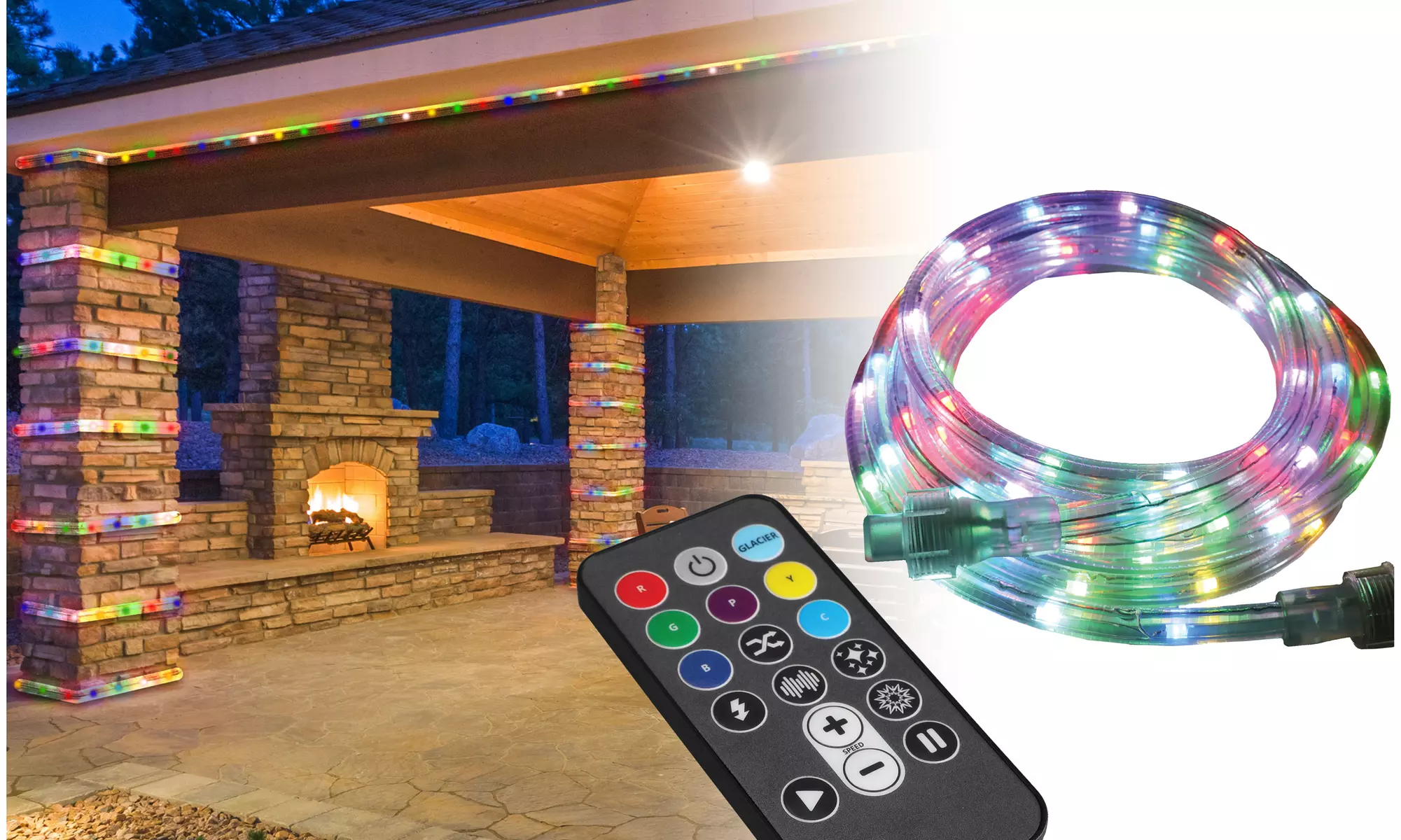 2 Pack - 12' Plug-in LED Color Changing Rope Light with Remote Control - Second Medium