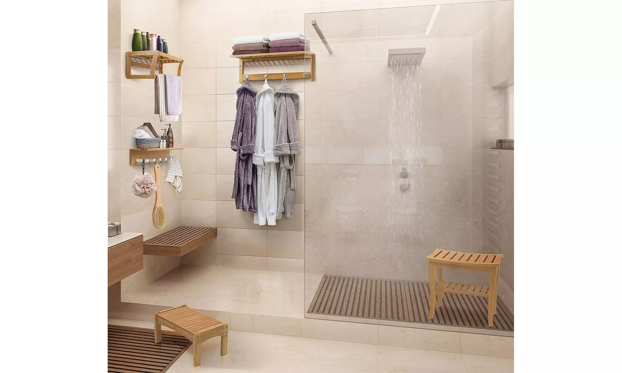 Sorbus Bamboo Shower Bench/ Stool - Second Medium