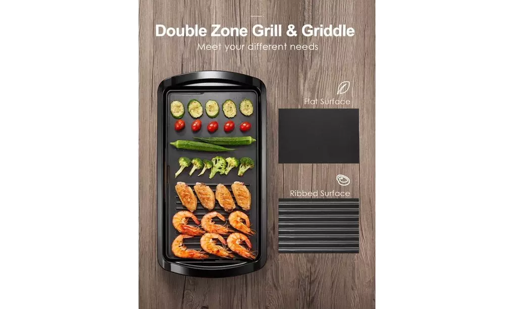 Electric Griddle, 20 inch 2 in 1 Nonstick Pancake Griddle 1600W - Second Medium