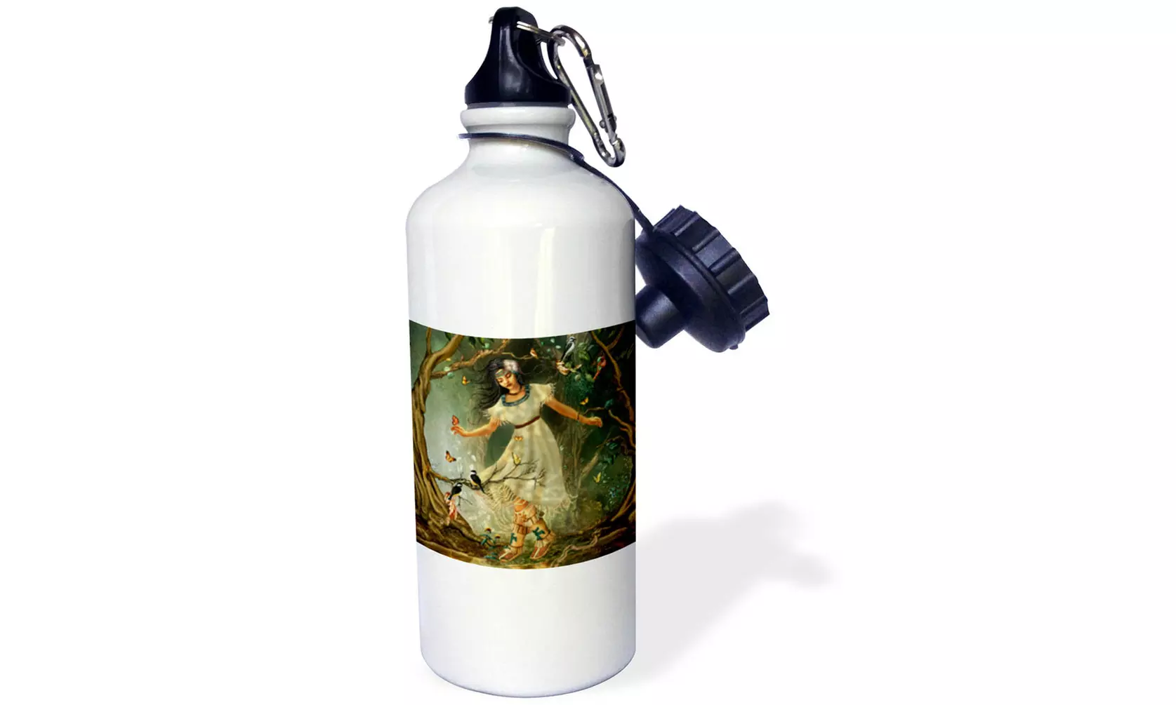  Water Bottle Native American girl from long ago on a walk through the forest  - Second Medium