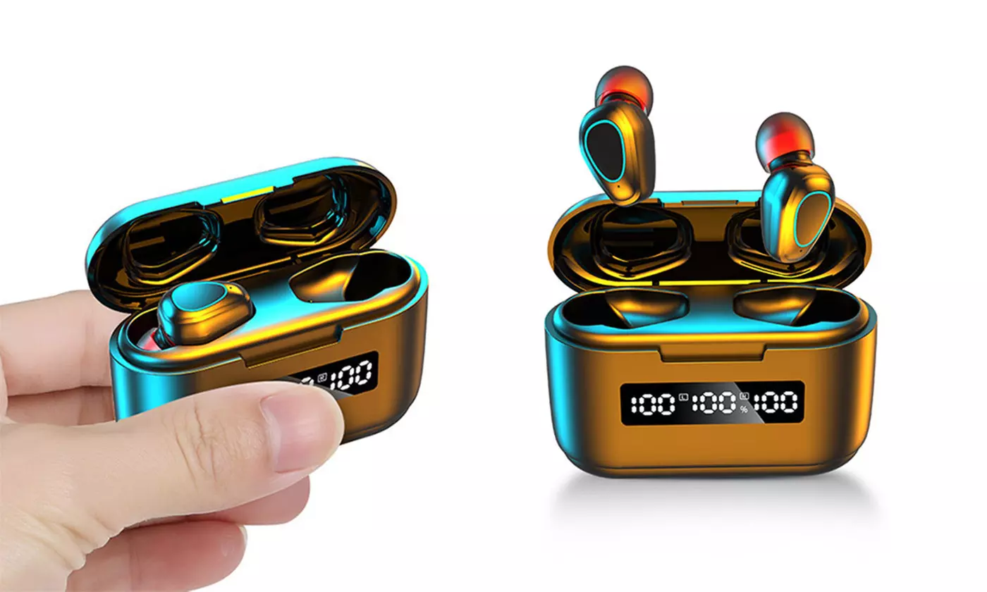 Bluetooth 5.0 True Wireless Earbuds Earphones with 1200mAh Charging Case - Primary Image