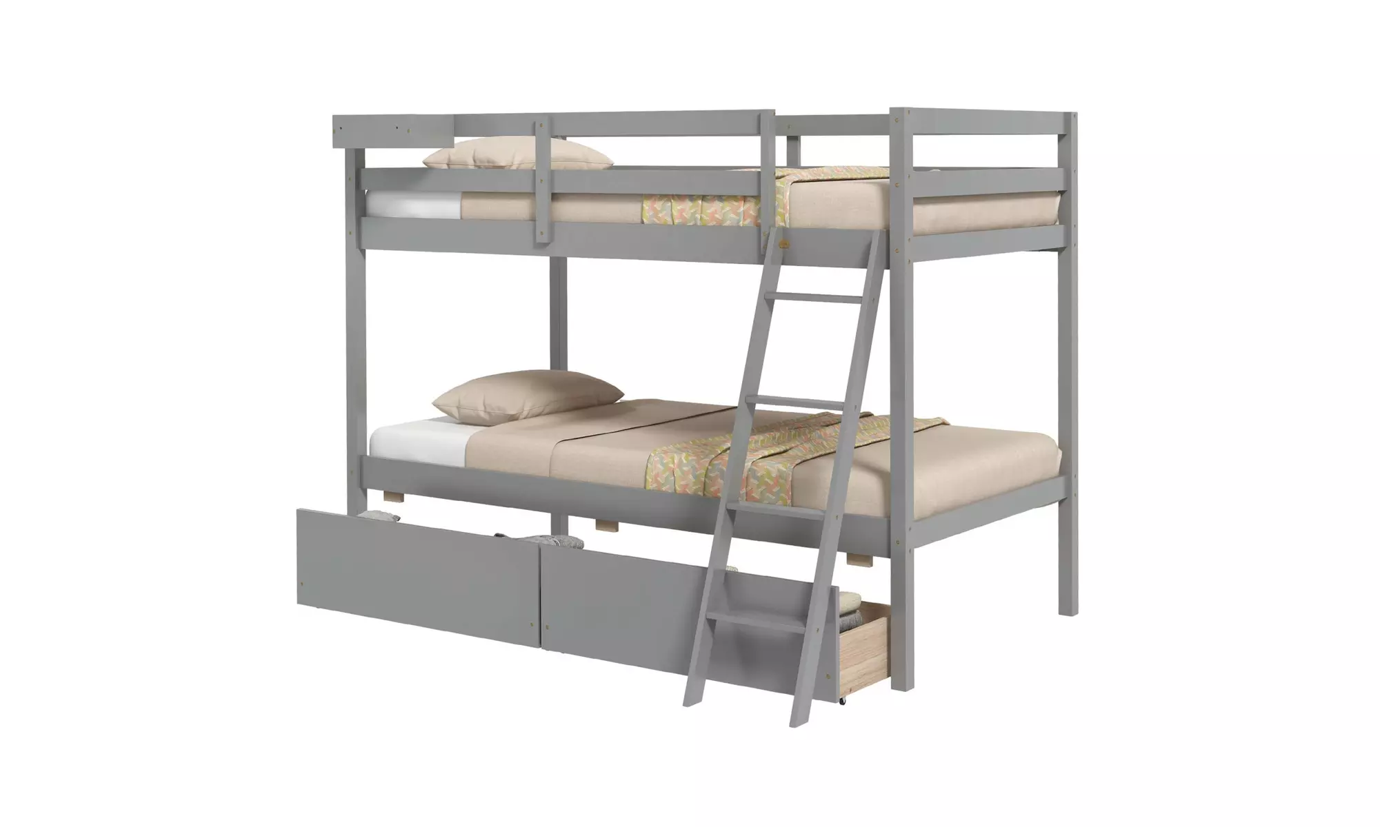 Costway Twin Over Twin Bunk Bed w/ 2 Storage Drawers Ladder No Box Spring Needed