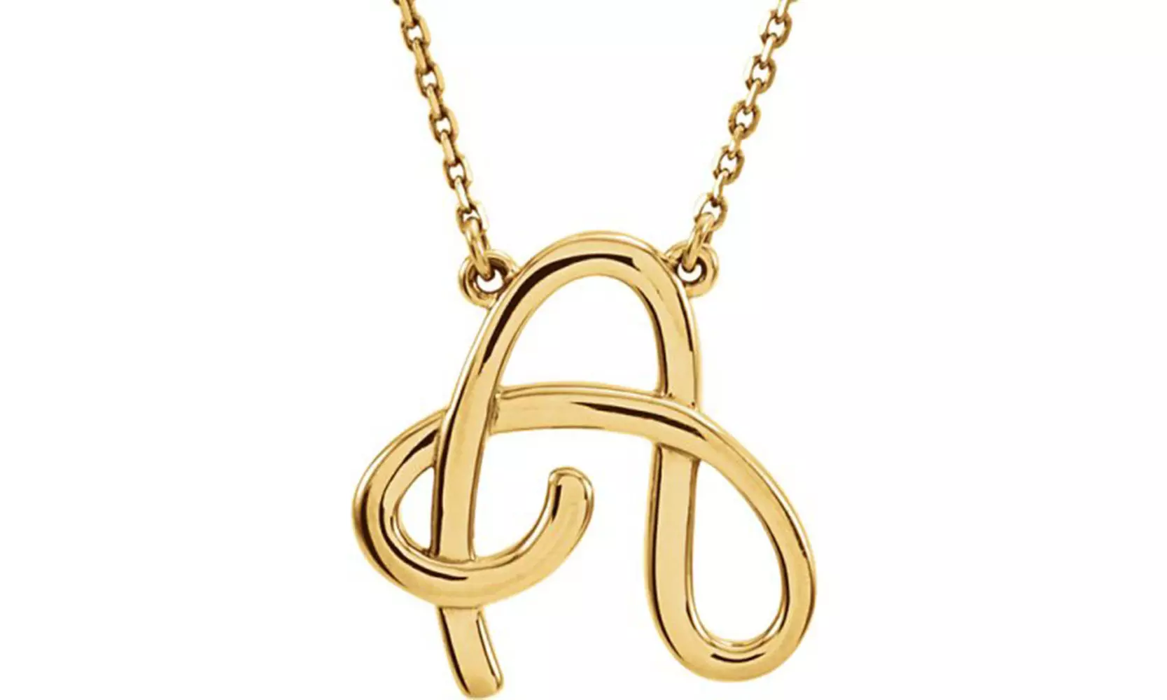 14K Yellow 'A' Script Initial 16'' Necklace - Primary Image