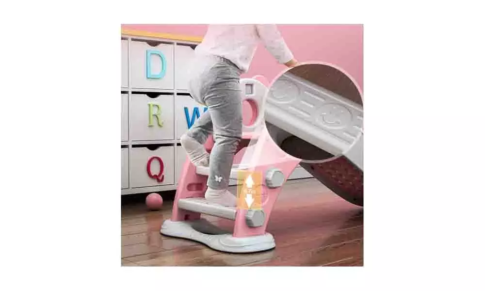 Kid Slide for Toddler Bear pink Plastic Slide Outdoor Playground Climber Slide