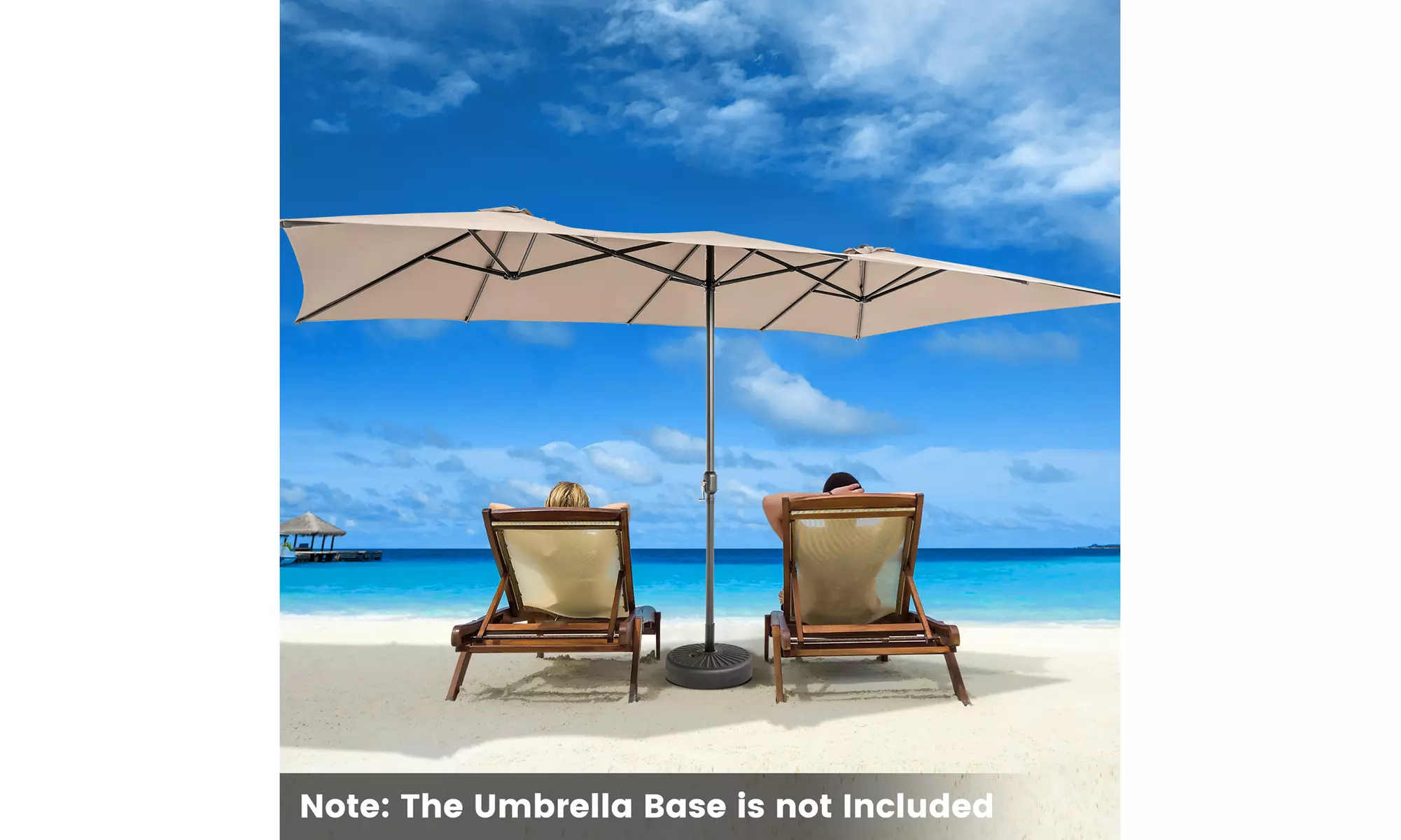 Costway 15FT Double-Sided Patio Market Umbrella Large Crank Handle Vented