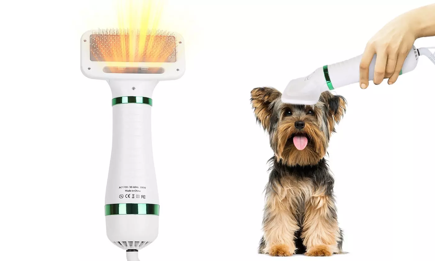 iMounTEK 2-in-1 Quiet Pet Grooming Hair Dryer and Slicker Brush for Dogs